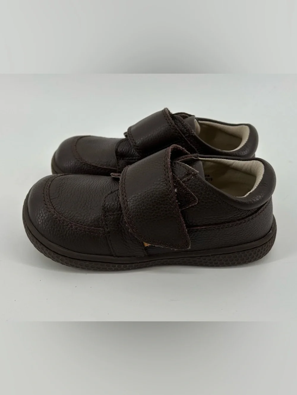 Livie & Luca Brown Leather Hook-and-Loop Kids Dress Shoes